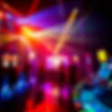 Vibrant club scene with dynamic lighting and dance floor