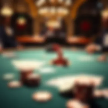 A classic poker table setup featuring cards and chips