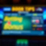 Exciting betting bonus offers displayed on a digital screen