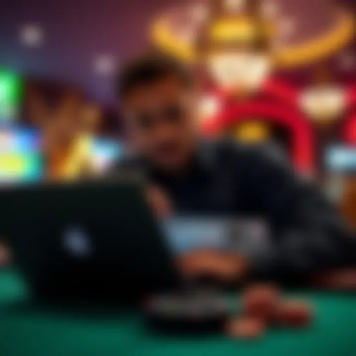 A player analyzing promotional details on a laptop