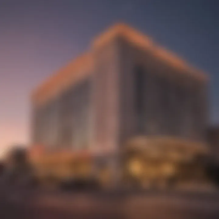 Exterior view of Sands Casino Bethlehem showcasing its modern architecture at dusk