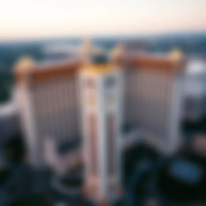 Aerial view of Caesars Palace with its iconic towers