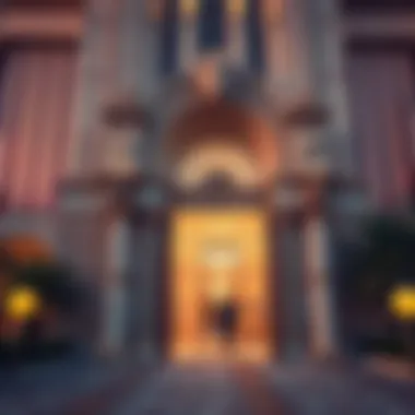 Detailed architecture of the Forum Tower entrance