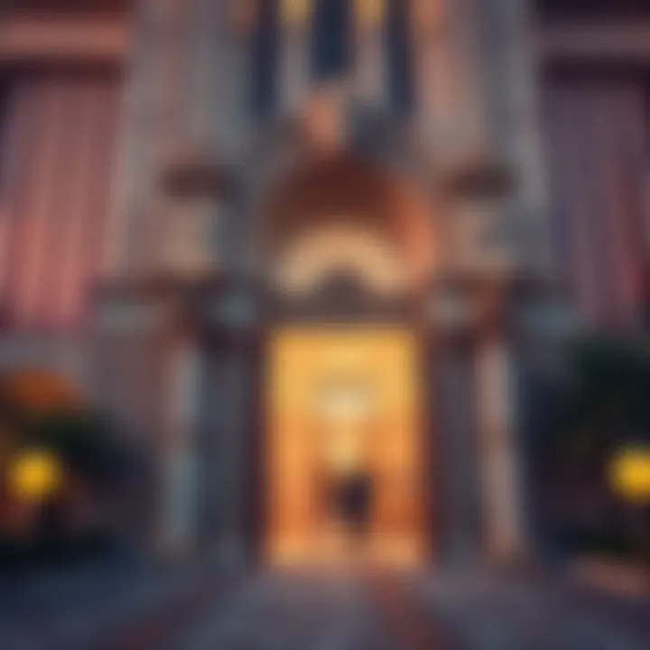 Detailed architecture of the Forum Tower entrance