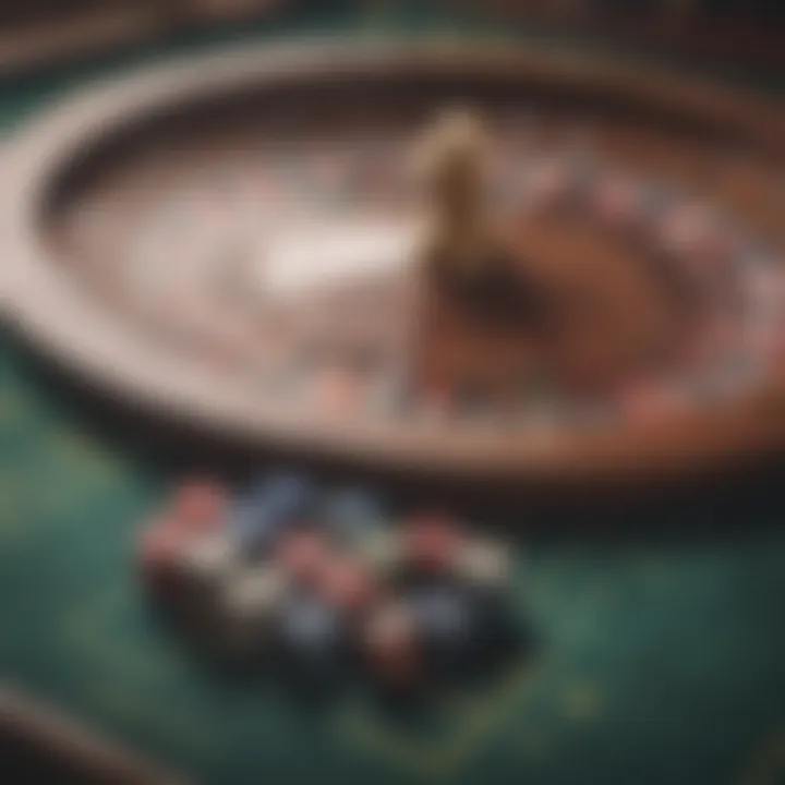 Close-up of chips stacked on a roulette table