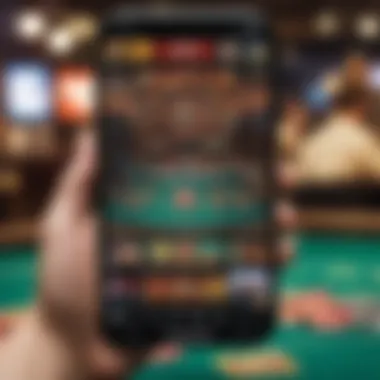 User engaging with a mobile gambling app interface