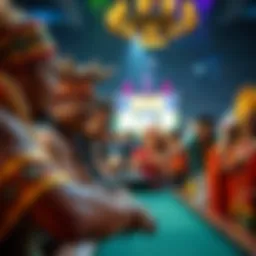 A vibrant depiction of a tribal gathering celebrating sports culture