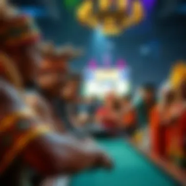 A vibrant depiction of a tribal gathering celebrating sports culture
