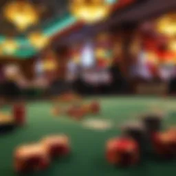 A vibrant poker table at Wind Creek Casino with chips and cards