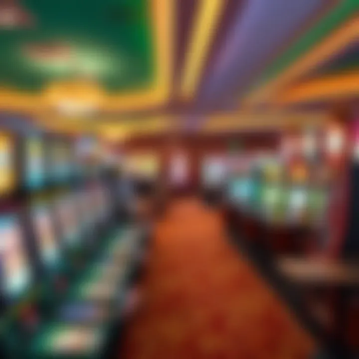 Interior gaming area filled with vibrant slot machines and tables