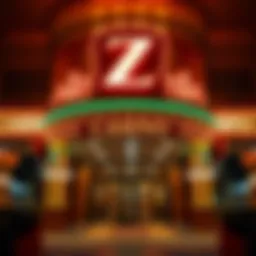 Elegant view of the Z Casino entrance showcasing its vibrant lights