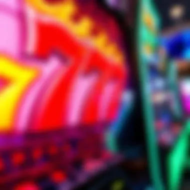Close-up view of the vibrant Flaming Sevens slot machine.