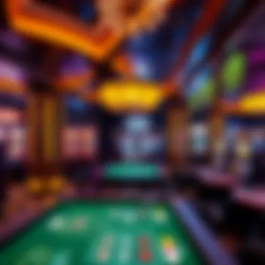 Luxurious casino interior showcasing gaming tables and vibrant atmosphere