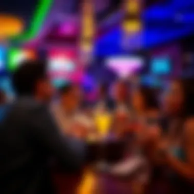 Social Experience at Park MGM Happy Hour Guests enjoying the vibrant atmosphere and engaging in conversation