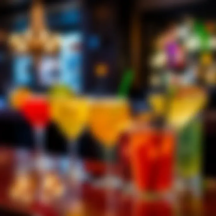 Cocktail Selection at Park MGM Happy Hour Vibrant cocktail selection showcasing unique drink options