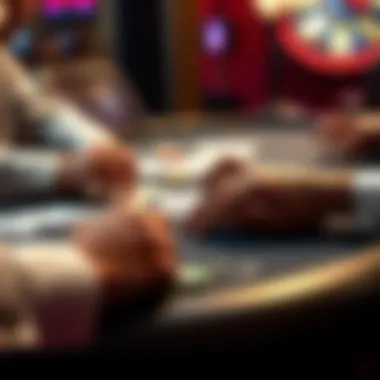 Strategic Gameplay in Deuces and Jokers Wild A strategic overview of gameplay, showing decisions being made with cards and chips