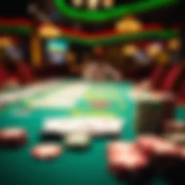 Dynamic Table Setup of Deuces and Jokers Wild A vibrant table layout for Deuces and Jokers Wild showcasing colorful cards and chips