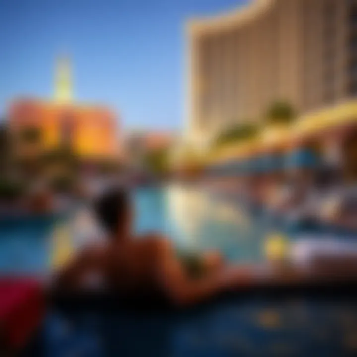 Relaxing Poolside in Las Vegas Guests relaxing by a hotel pool in Las Vegas