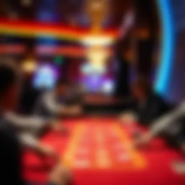 Gaming Experience at Hustler Casino A dynamic gaming table filled with excitement and action