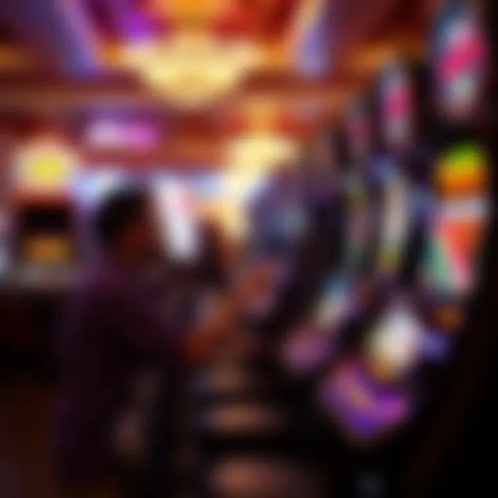 Engaging with Slot Machines in a Casino Player interacting with a slot machine