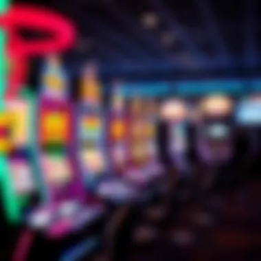 A colorful display of popular slot machine titles in a casino setting