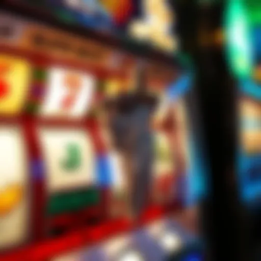 A surreal depiction of a slot machine adorned with religious symbols