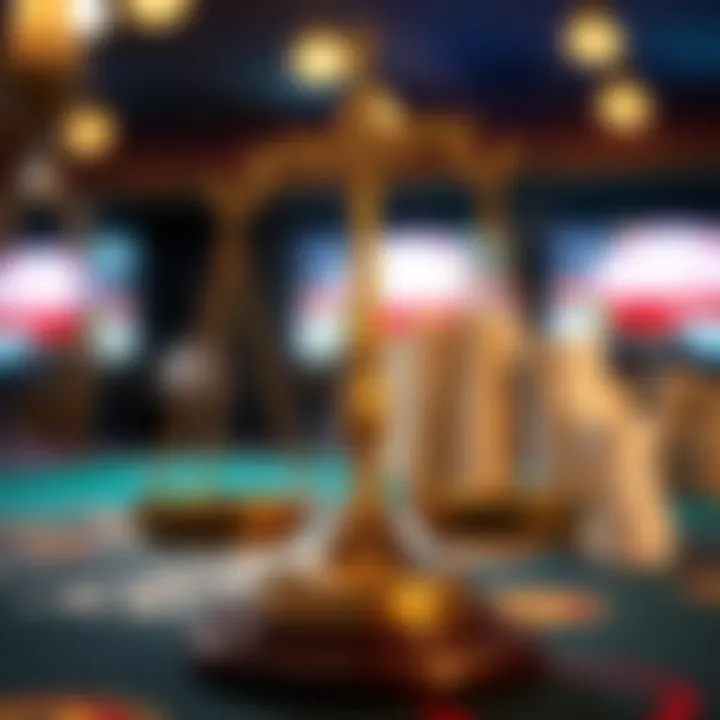 Legal scales representing regulations in online gambling