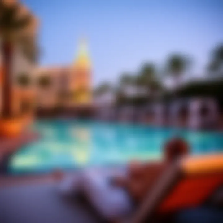 Stylish swimming pool with cabanas at The Cosmopolitan