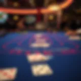 A digital blackjack table showcasing the dealer and player cards