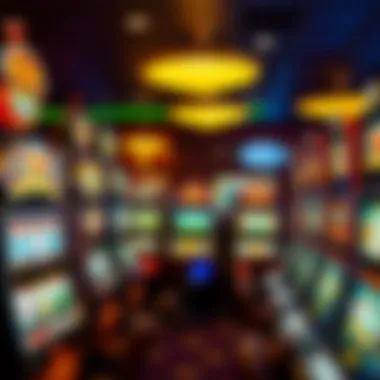 An array of slot machines showcasing various themes and designs in a casino setting