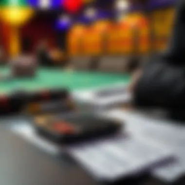 Calculator and betting slips on a desk