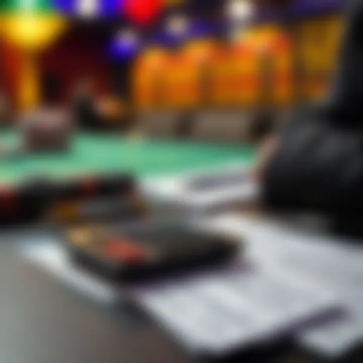 Calculator and betting slips on a desk