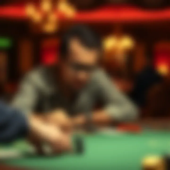 Player contemplating their next move in backgammon