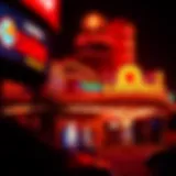Illuminated exterior of a North Florida casino at night