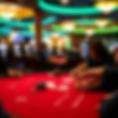 Poker table with chips and cards at a North Florida casino