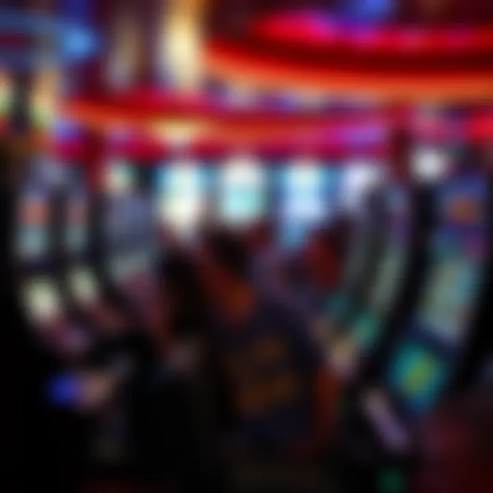 Group of friends enjoying slot machines in a casino