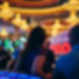 An elegant bingo hall with players engaged in games
