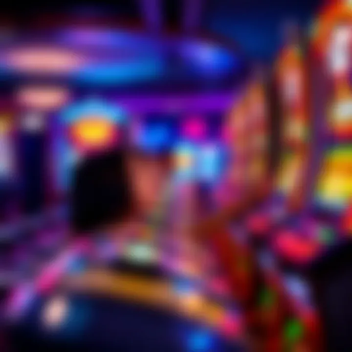 Illustration of a player engaging with a nine line slot machine highlighting player interaction.