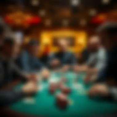 Intense Card Game Session Among Players A group of players engaged in an intense card game session