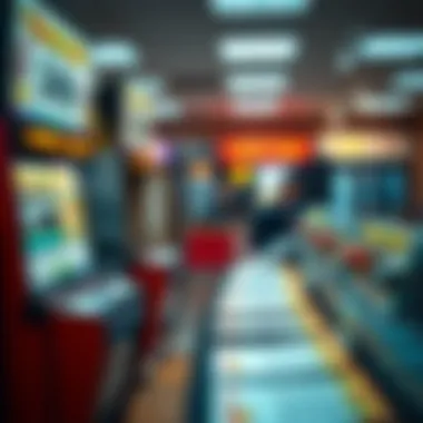 Retail Environment for Scratch Ticket Purchase A store counter with scratch-off tickets available for purchase