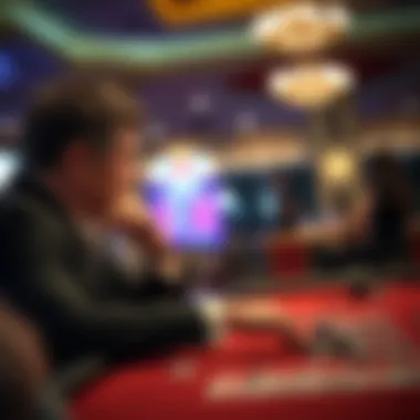 A strategic player contemplating their next move in a casino game.