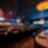 A panoramic view of the Shelbyville Casino sportsbook highlighting its modern design and layout.