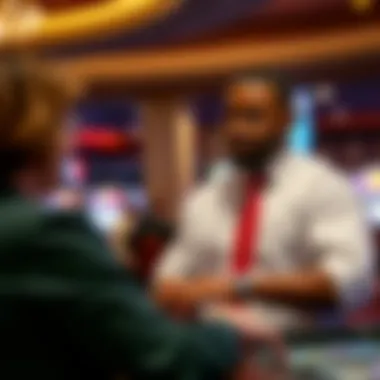 Employee engaging with a guest at Silver Slipper Casino