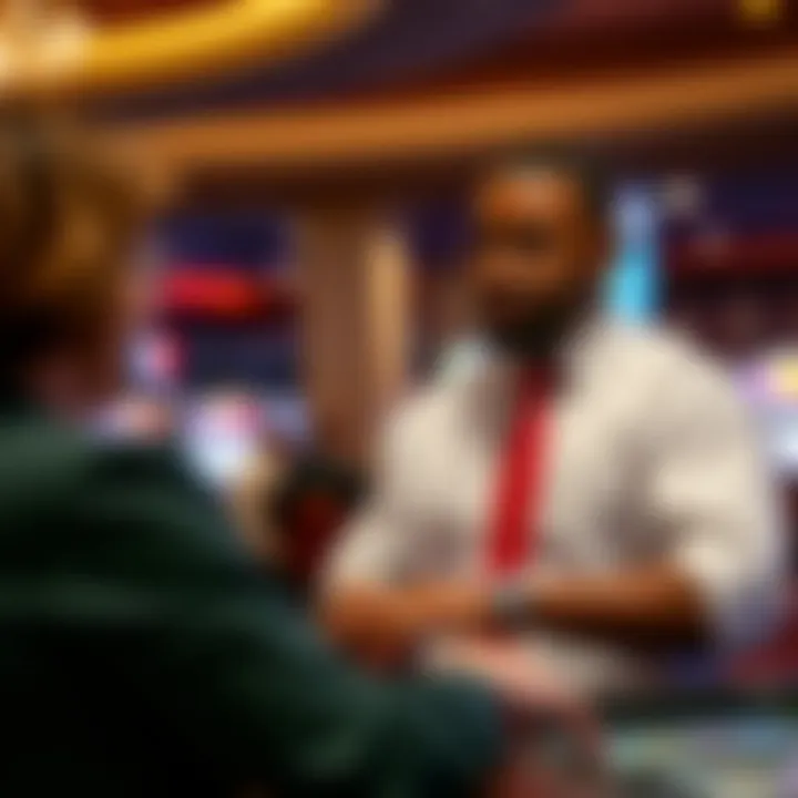 Employee engaging with a guest at Silver Slipper Casino