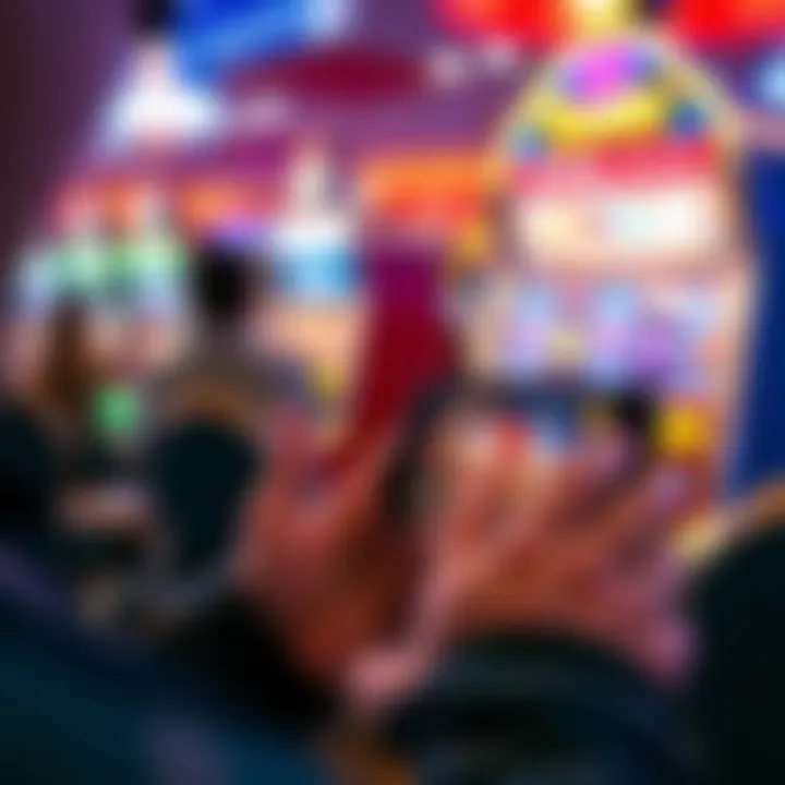 Close-up of a player enjoying a Slotomania game on a mobile device