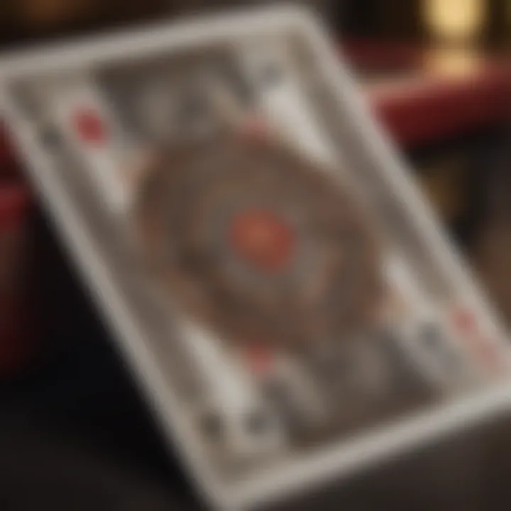 Close-up of a unique playing card depicting various strategies