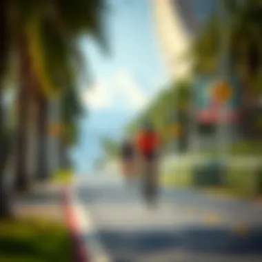 A scenic route showcasing cyclists enjoying a ride near a casino