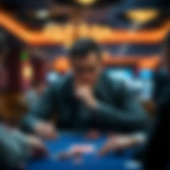 Strategic player deep in thought at the poker table