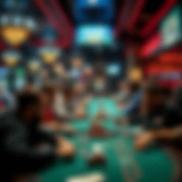 A vibrant poker venue atmosphere filled with players