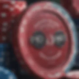 Close-up of vibrant showdown poker chips stacked